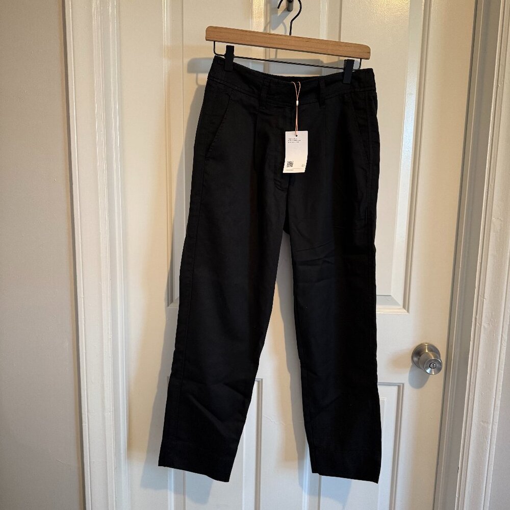 NWT Quince Drapey Twill Tapered Trouser in True Black, Size 6